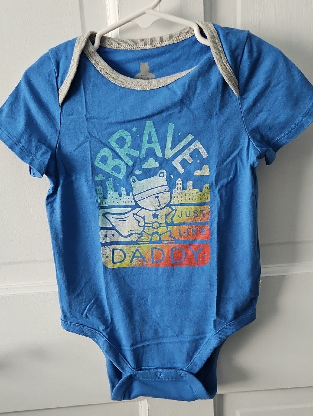 GAP Blue 'Brave Daddy' Graphic Baby One-Piece